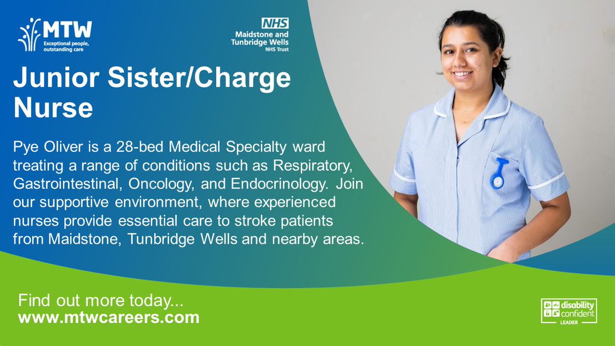 We are looking for an enthusiastic and clinically skilled band 6 Registered Nurse or a Registered nurse to join #TeamMTW, where exceptional people and outstanding care matters.  Apply now:  buff.ly/3PKWkSs #NHSjobs #NHScareer