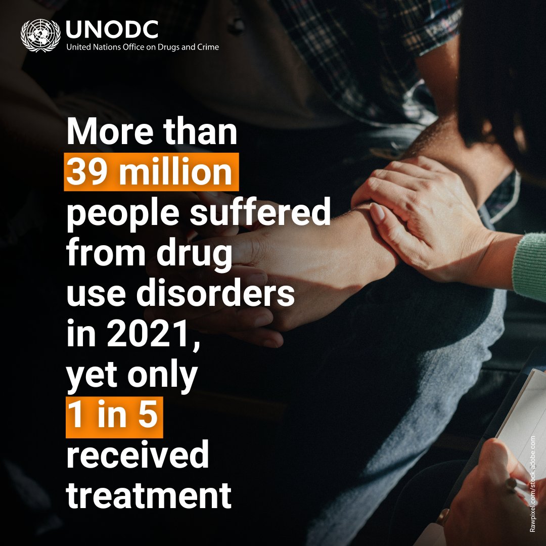 Everyone has the #Right2Health, yet only 1 in 5 people suffering from drug-related disorders received treatment in 2021. ‌On #WorldHealthDay and every day, UNODC works to provide treatments that are available, accessible, and affordable. ➡️bit.ly/DrugReport2023