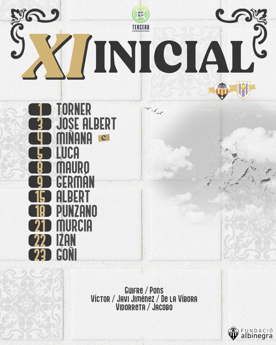 🆕 Este es el once inicial del @cdcastellon 𝐁 en su encuentro de hoy frente al @actorrellano 📝

#TerceraFederación
#PPO👂🏻