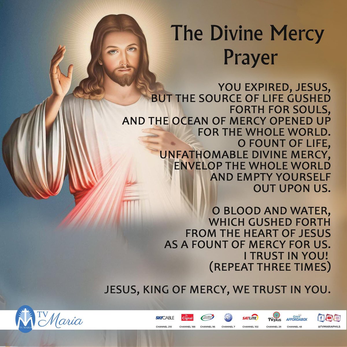 equitysociety_'s tweet photo. Today is Divine Mercy Sunday, Let us pause for a while and pray the Divine Mercy prayer.
#DivineMercy #TVMaria #Prayer https://t.co/8flwoxWOXv