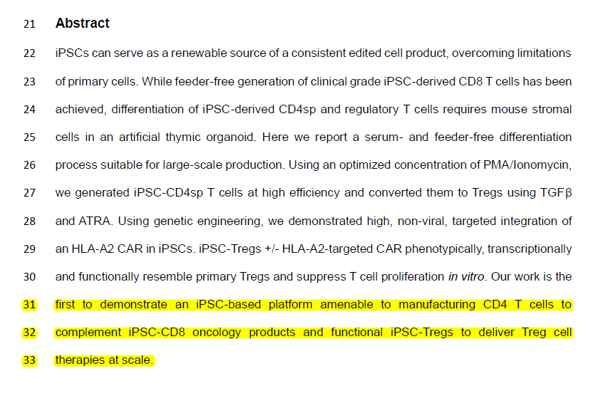 $SGMO A Serum- and Feeder-Free System to Generate CD4 and Regulatory T Cells from Human iPSCs
first to demonstrate an iPSC-based platform amenable to manufacturing  CD4 T cells to complement iPSC-CD8 #oncology products and functional  #iPSC-#Tregs

biorxiv.org/content/10.110…