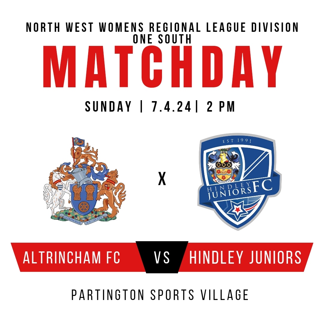 MATCHDAY🔴⚪️ @AltyFC_women vs @HindleyJuniors 🏆NORTH WEST WOMENS REGIONAL LEAGUE DIVISION ONE SOUTH 📆Sunday 7th April 🏟PARTINGTON SPORTS VILLAGE 🕑2PM KICK OFF !! 🎟Free Entry ! All support from the alty family is welcome and appreciated!!🔴⚪️