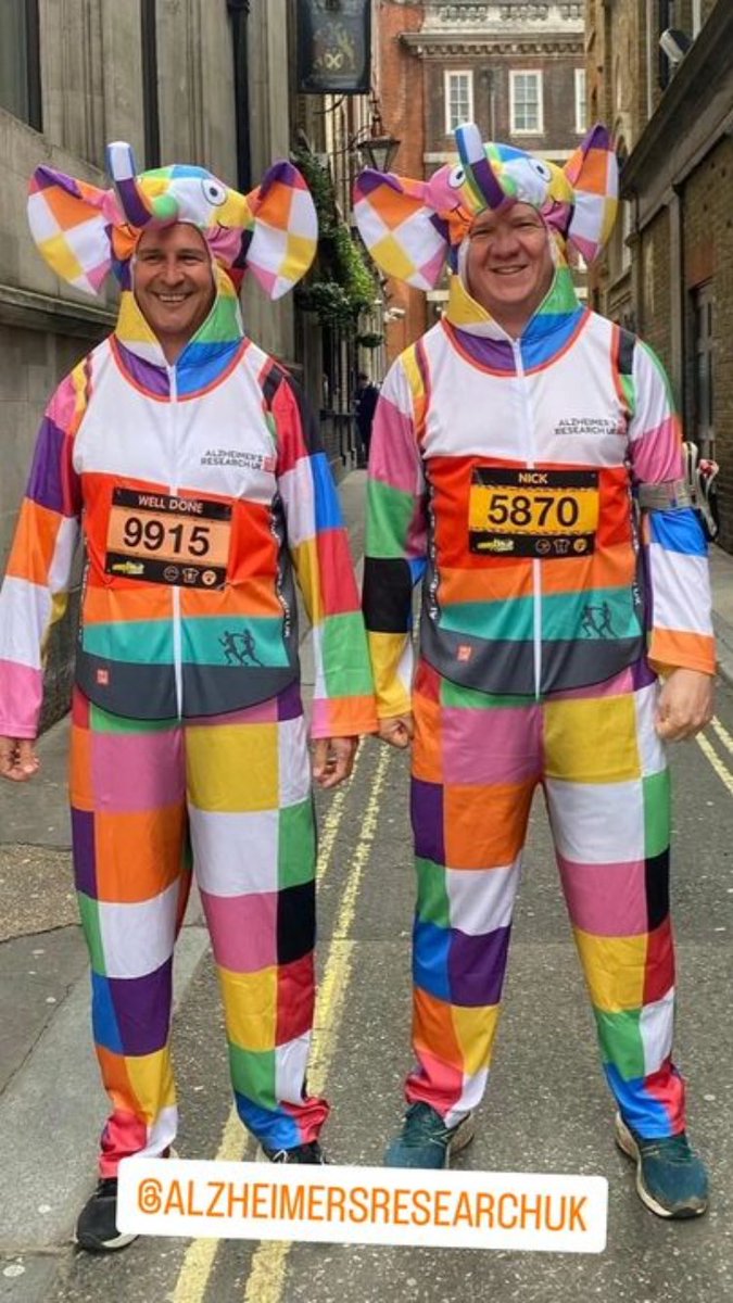 To celebrate Elmer’s 35th anniversary, Alzheimer’s Research UK supporters are running the London Landmarks Half Marathon in Elmer costumes as part of the celebrations! We're wishing you all the best of luck! We'll be here cheering you round the route today! 🎉🧡 @AndersenPress