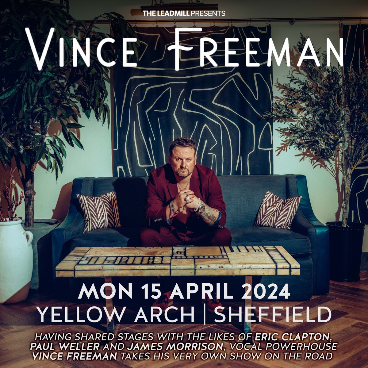 Looking for some free live music to kit out your calendars? Look no further - vocal powerhouse @vincefreeman (who has some serious credentials) joins us at @YellowArch for a free entry glimpse into his world of soulful belters ❤️ A few tix left here > leadmill.co.uk/event/vince-fr…