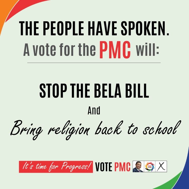 Choosing PMC ensures the end of the Bela Bill and the revival of religious education in schools. 
#EducationChoice #VotePMC #notobelabill #Peoplesmovementforchange