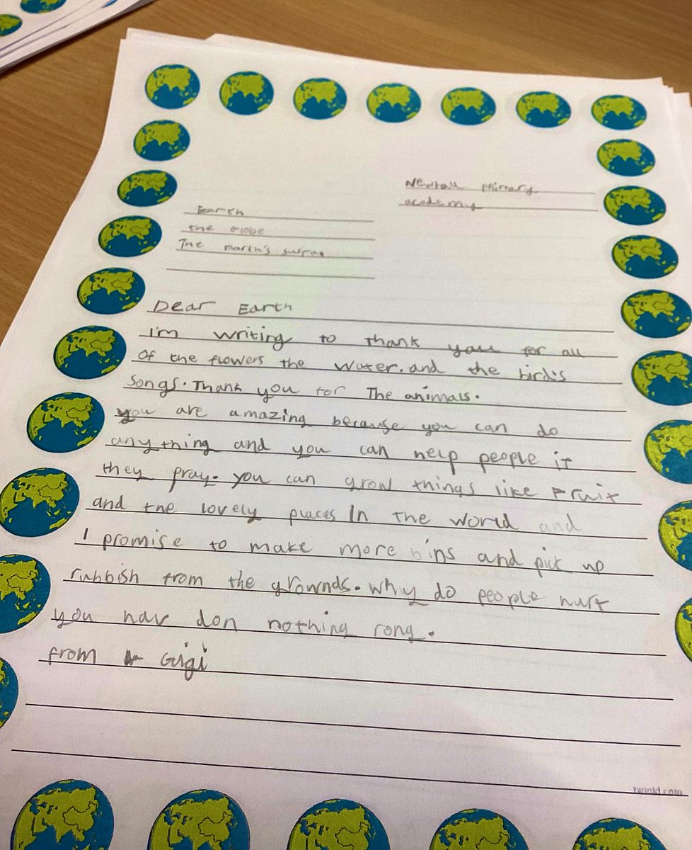 Year 2 loved learning about ‘Dear Earth’ by Isabel Otter and were inspired to write letters to Earth. We spent time thinking about what we are grateful for in nature, what’s amazing about our wonderful Earth and how we can help protect it🌎. Well done Year 2 #Childrenarethefuture