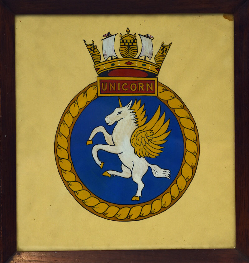 Today is national #UnicornDay 🦄 We could not resist joining in and sharing a magical unicorn from our store. This emblem belongs to HMS Unicorn from the Canadian Navy. #EYA #Emblem @PWRR_Museum #Navy