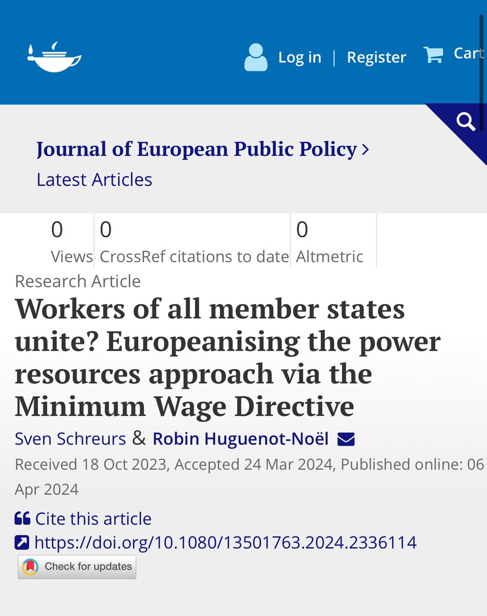 Workers of all member states unite❓Very happy to see our new article published in @jepp_journal! How to explain the return of EU social policy activism in an area - wages & collective bargaining - where past interventions were all but positive? @svenschreurs & I got curious ⬇️