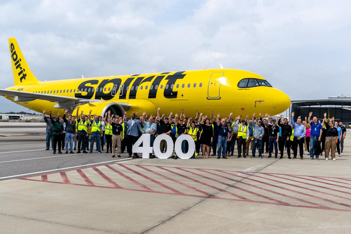 Cet Airbus A320neo Airbus livré à Spirit Airlines est le 400e (!!!!!) #A320 à être livré depuis l'usine d'Airbus de Mobile en Alabama. Spirit est l'une des compagnies américaines à opérer une flotte 100% #Airbus 
#TeamAirbus #spiritairlines