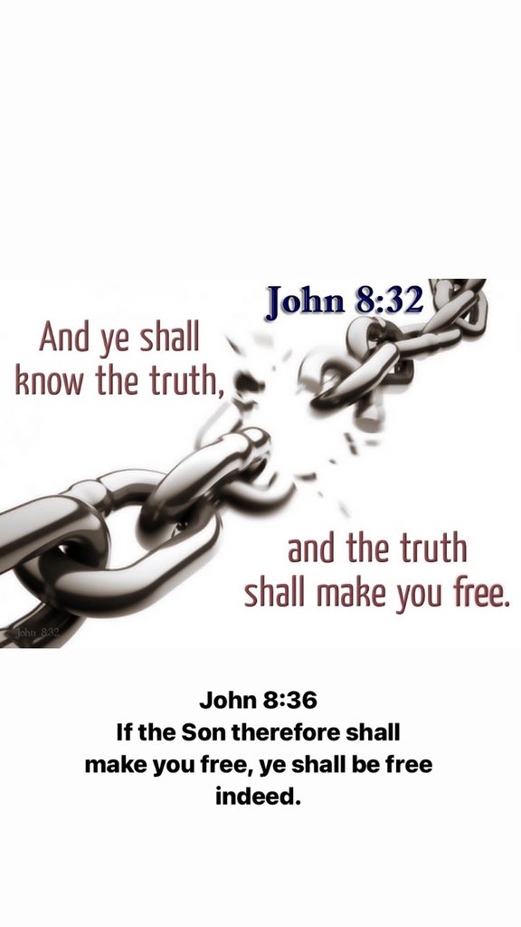 John 8:36-KJV “If the Son therefore shall make you free, ye shall be free indeed.“Let Jesus set you free today❤️Happy and blessed Sunday everyone 🥰
