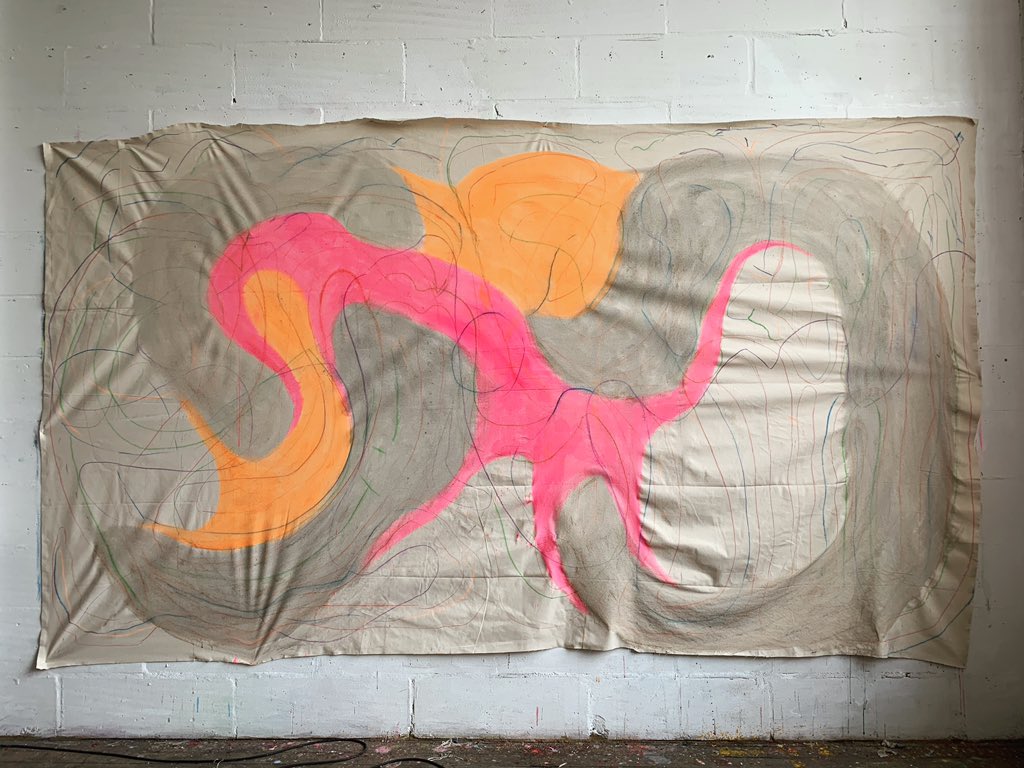 judith_walker1's tweet photo. Continuing to work on large #canvas slowly evolving on my #studio wall with #pastel and #acrylic with #sand influenced by the #human #gut #microbiome #pink #comtemporaryart #artist #red #blue #orange #ibd #ibs #green #violet #silver #flouresent #abstract @BowelResearch https://t.co/1Z8YkZL7fF