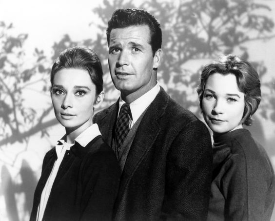 Gorgeous James Garner (born on this day in 1928) with Audrey Hepburn and Shirley MacLaine in William Wyler's The Children's Hour (1961), one of the best (and boldest for its time) lgbtq themed films ever. #JamesGarner #TheChildrensHour #AudreyHepburn #ShirleyMacLaine