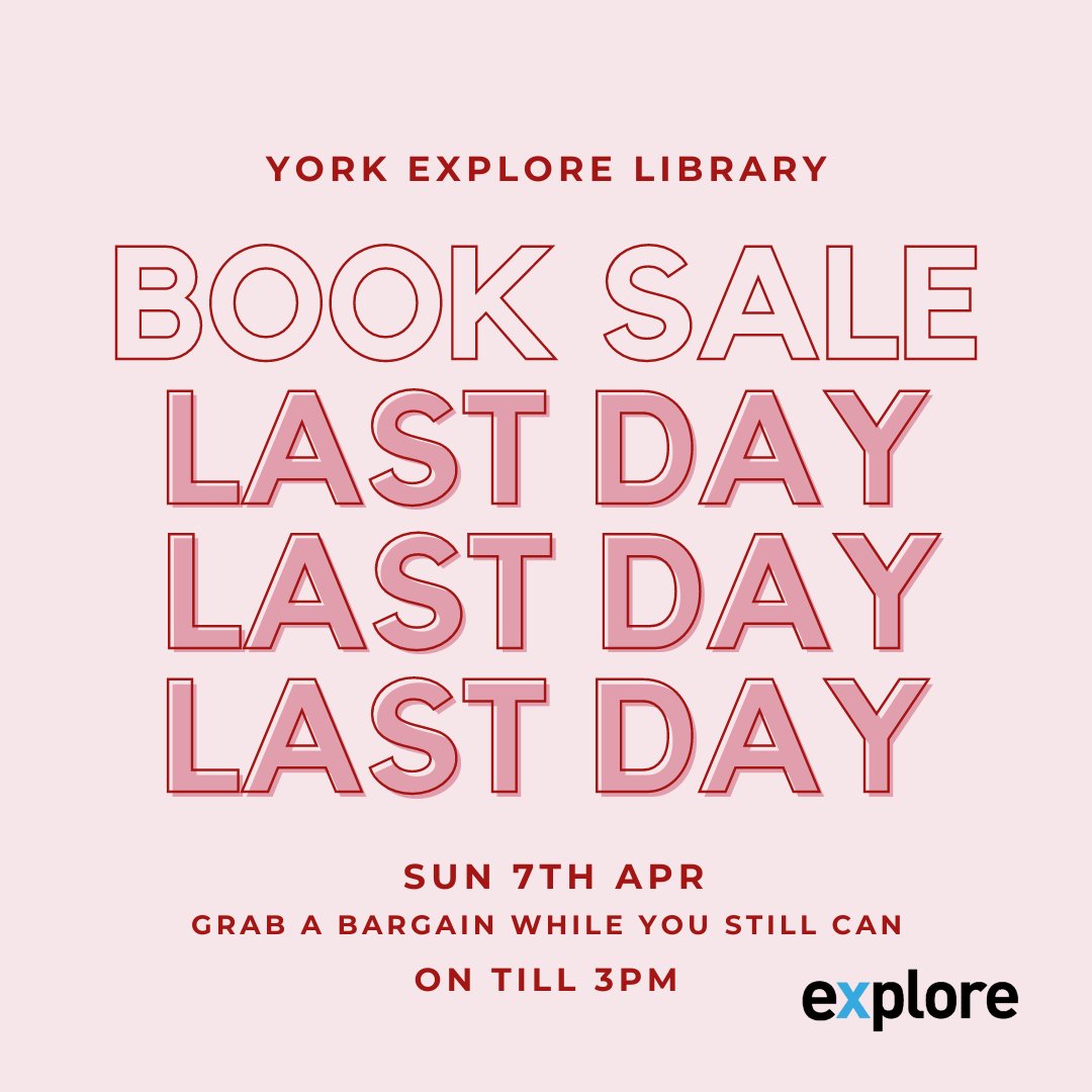 It's the LAST DAY of our week long book sale!! There's still time to pop in and bag yourself a stash of well loved library books. 📚♥️ With prices starting at 50p you can't go wrong - the book sale is open until 3pm! #MakeADifference #ExploreTogether #LoveLibraries