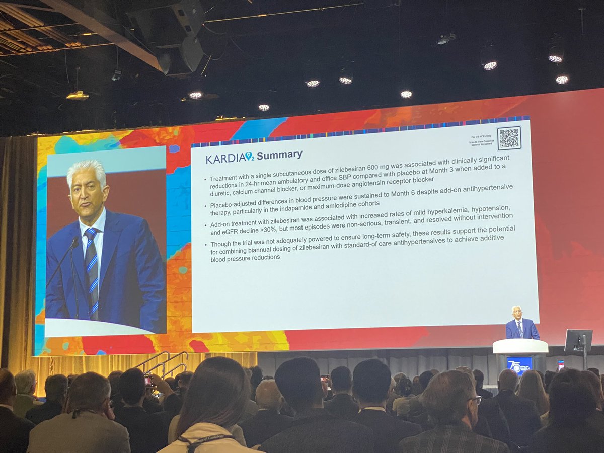 A new ressource to treat #hypertension ? Zilebesiran seems to help decrease blood pressure on top of medical therapy #ACC24