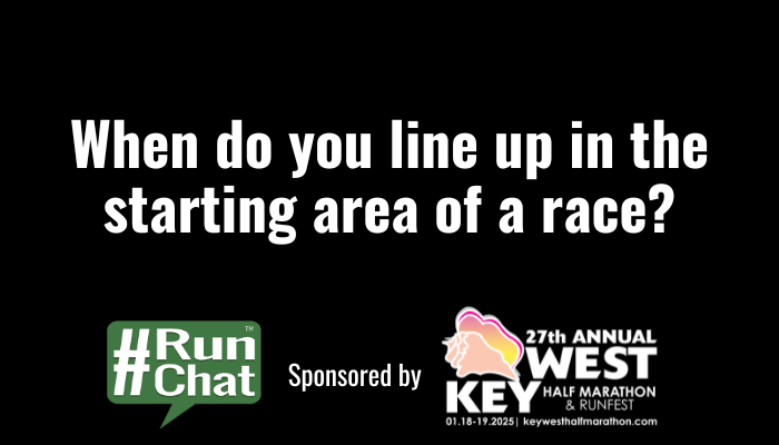 #RunChat Q5: When you line up in the starting area of a race? Are you early? Last minute?