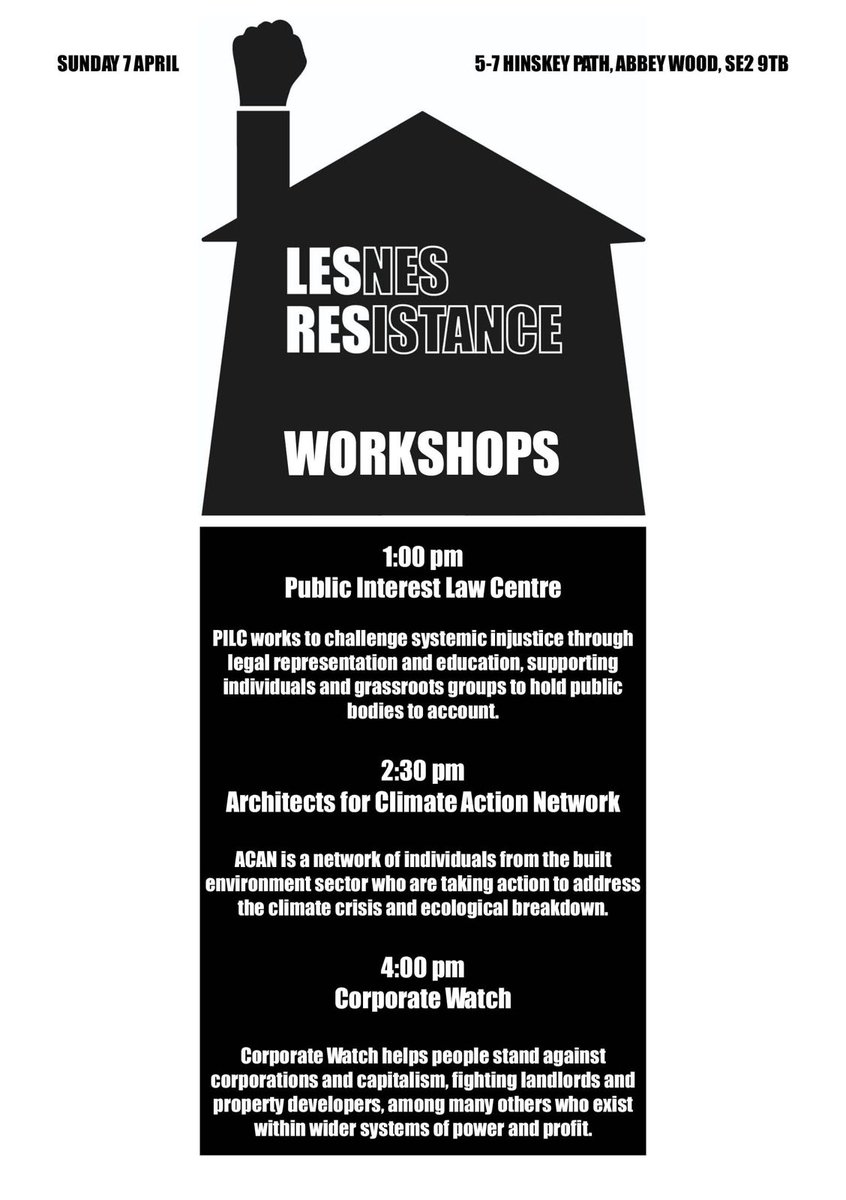 We'll be running a workshop at 4pm today in solidarity with the #RefurbishDontDemolish Lesnes Estate campaign. Join us at the protest occupation to find out about our forthcoming report and coverage of residents' resistance.