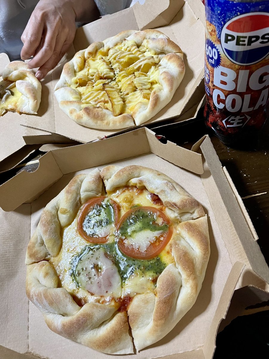 chobora_2005's tweet photo. 天気がわるい日にはテイクアウトでピザ食べました https://t.co/3f0W033H6s
