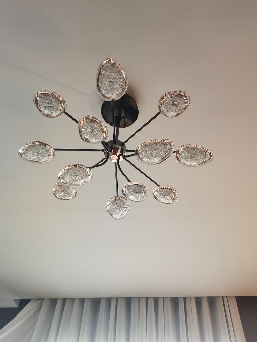 This ceiling flush mount is quite a showstopper.

Its diameter is almost three inches with 11 elegant arms, it's decorated with clear and white crystal and a gilded shell shade over each light

#homedesign #interiordesign #architecture #loft #loftinterior #loftapartment #design