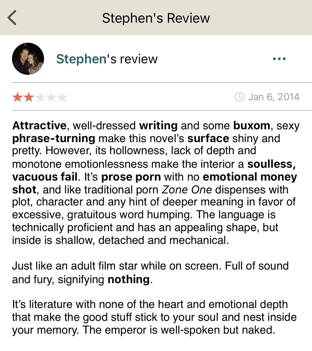 Who is Stephen and what book was he reviewing? I’m agog! I love it. “Nest insides your memory.”