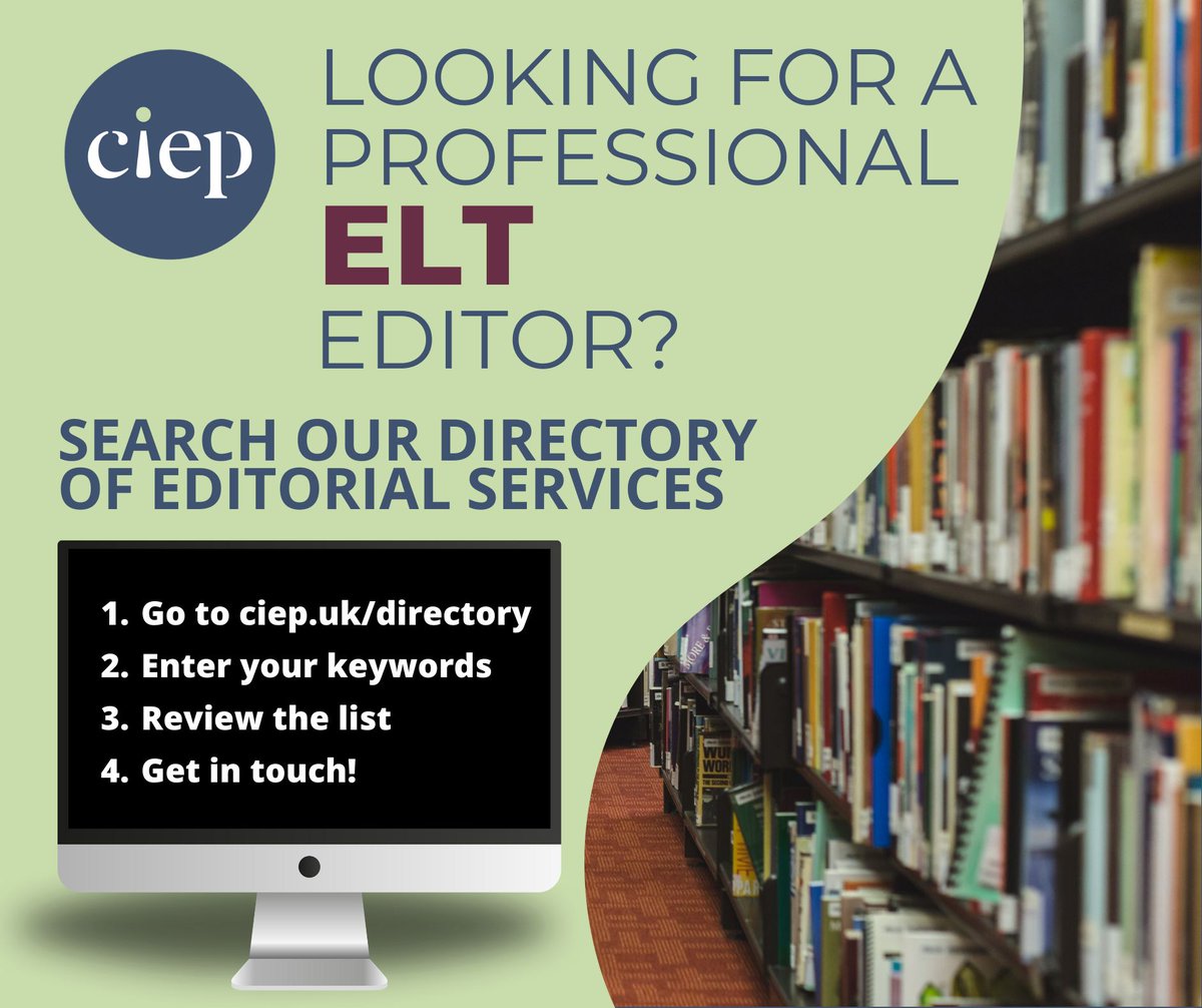 In need of a reliable ELT editor? Search our Directory of Editorial Services for editors with qualifications, experience and specialisation.
🔍 Search here 👉 👉 👉 bit.ly/3TNHLP5
#FindAnEditor #CIEPDirectory #Editors #CIEPDirectory #EnglishLanguageTeaching #ELT