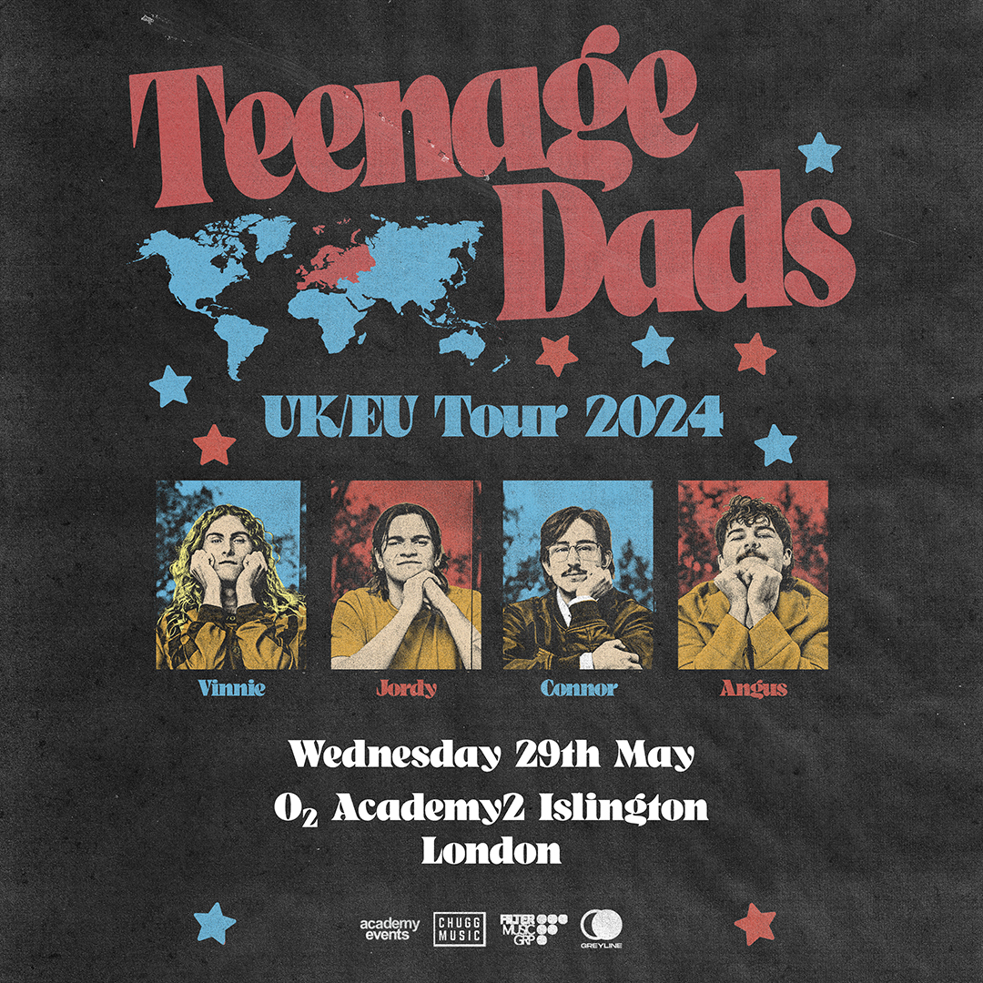 Melbourne based four-piece @teenagedadsband are known for their colourful arrangements of jangly guitars, catchy riffs and infectious melodies. ☀️🎸 Catch them at @O2AcademyIsl on Wed 29 May. #TeenageDads 🎟️ Tickets 👉 amg-venues.com/PNYz50QIPwv