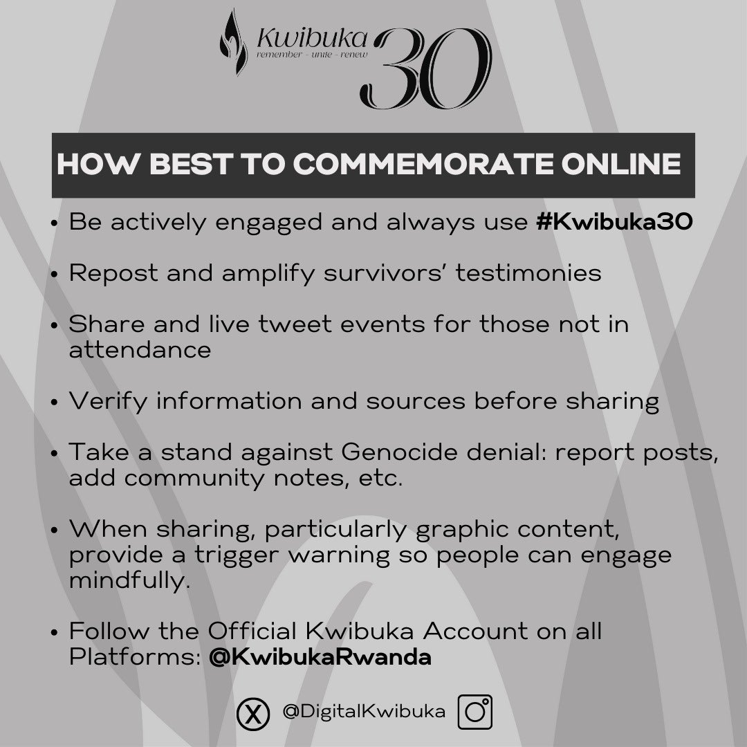 Wondering how best to use digital spaces for #Kwibuka30? Here are some tips 👇🏾