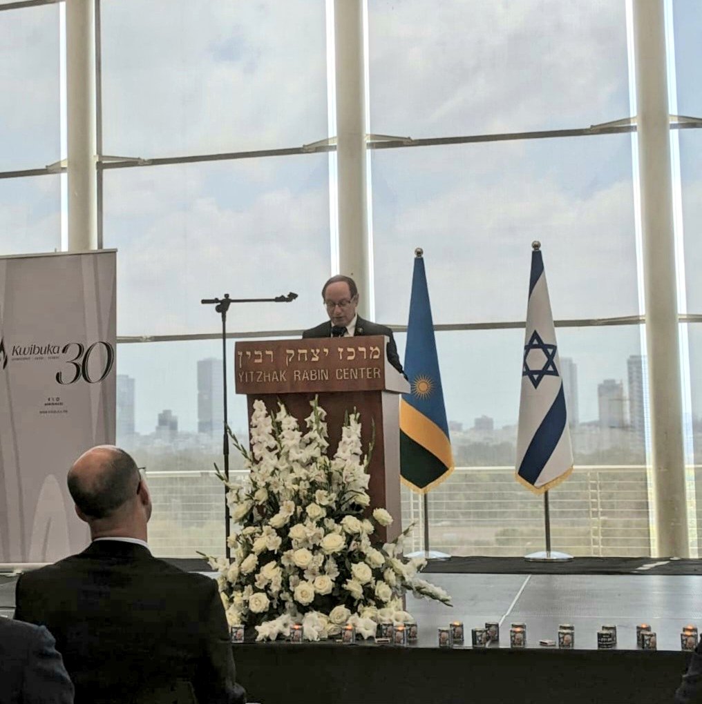 AmbRonAdam's tweet image. I was privileged to take part in the #Kwibuka30 memorial by @RwandaIsrael in Tel Aviv, remembering the one million Tutsi who were murdered during the 1994 #GenocideAgainstTheTutsi in #Rwanda.