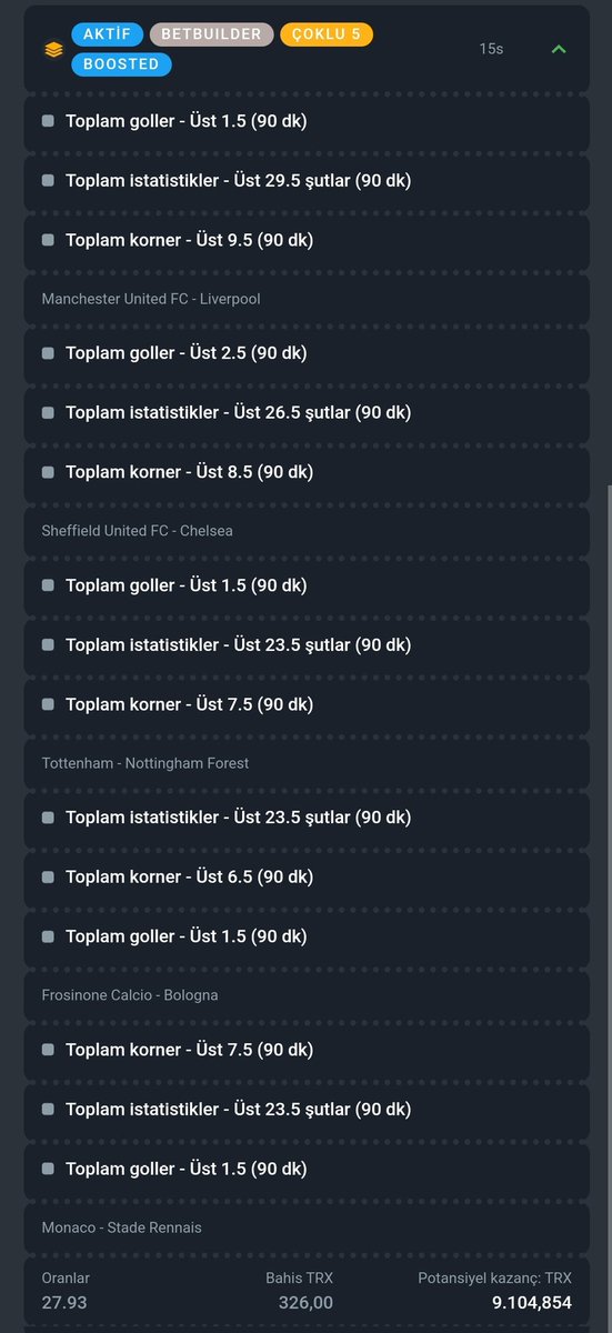 Selam dostlar söyle bir betbuilder aldım 
Kupon gelirse 5 kişiye 300₺ verelim 
Rt,takip,beğeni 
👉  ❤️