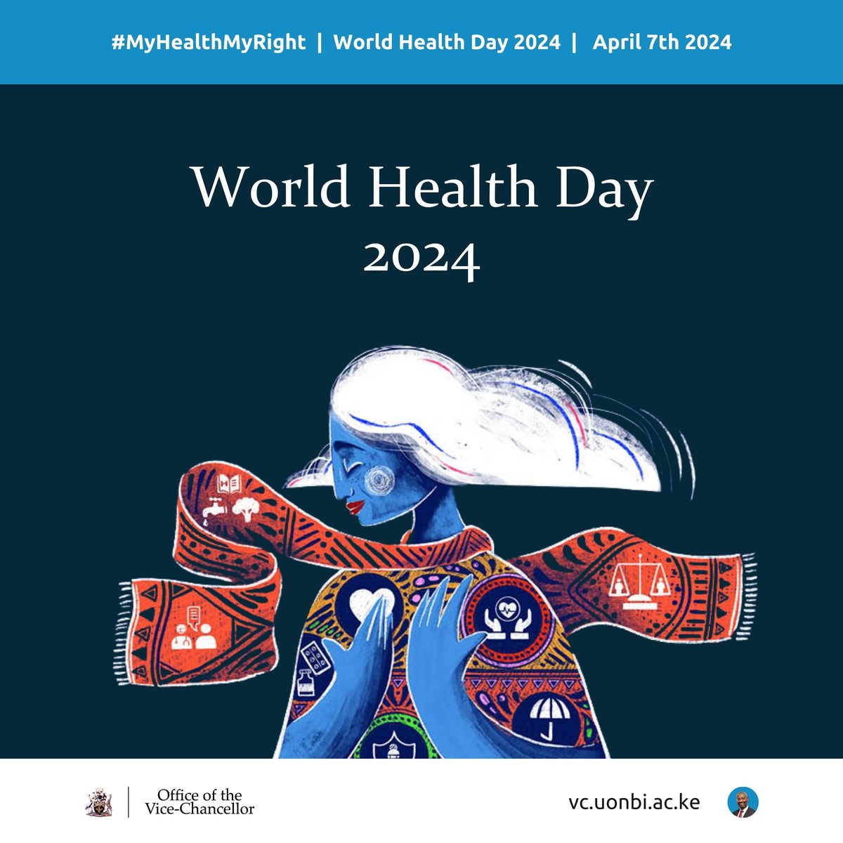 💟 #WorldHealthDay 2024 calls upon us all to champion the right of everyone, everywhere to have access to quality health services, including health education & information. @uonbi through @UoN_FHS is actively committed to this ongoing mission. #MyHealthMyRight
