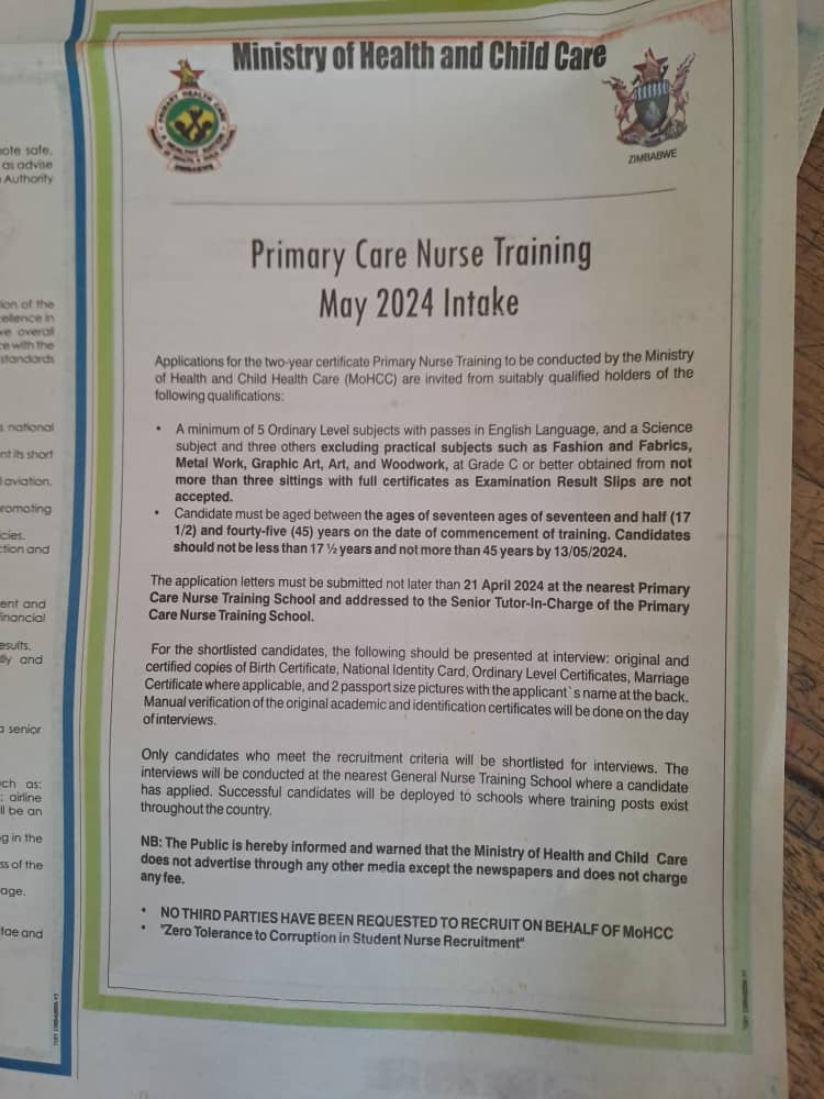 𝗣𝗿𝗶𝗺𝗮𝗿𝘆 𝗖𝗮𝗿𝗲 𝗡𝘂𝗿𝘀𝗲 𝗧𝗿𝗮𝗶𝗻𝗶𝗻𝗴 May 2024 intake Age: 17-45 years