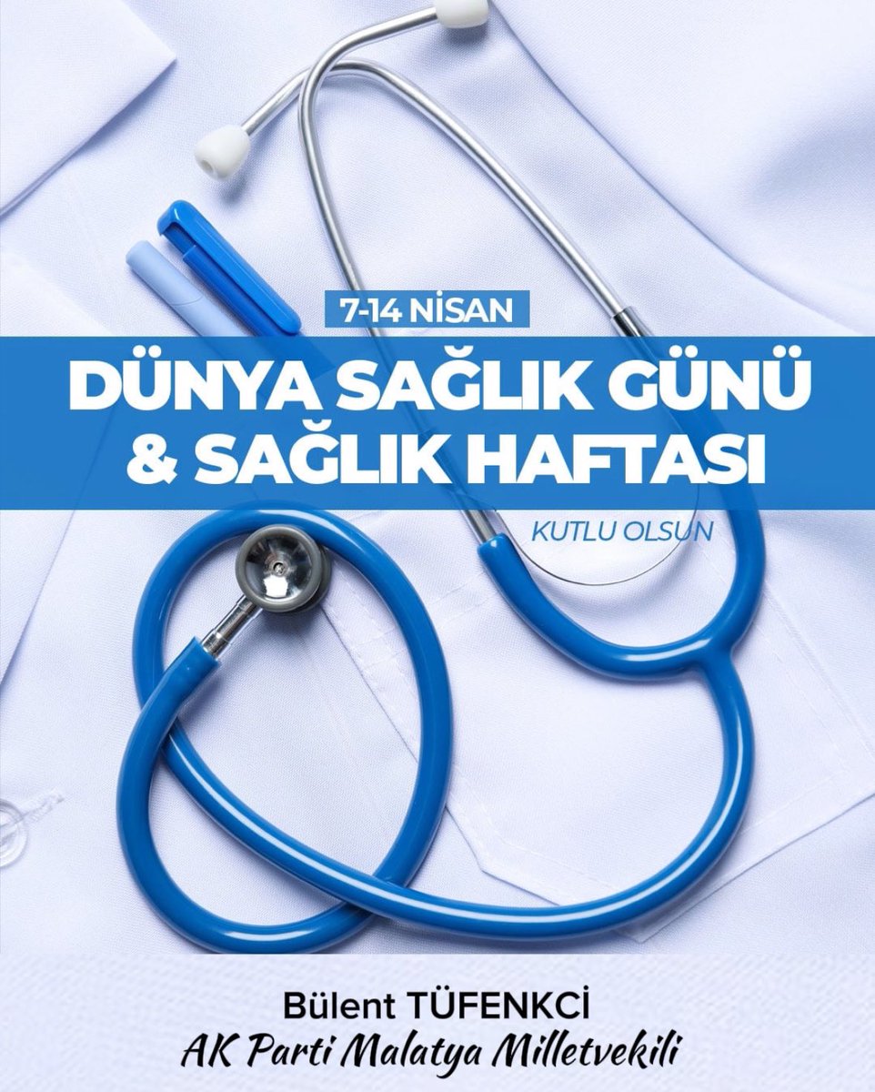 Sağlıklı bir toplum ve gelecek için gece gündüz demeden büyük bir özveri ve fedakarlıkla çalışan tüm sağlık görevlilerimizin Dünya Sağlık Günü'nü kutluyorum.🩺🧑‍⚕️🥼 Nice sağlıklı günlere... #DünyaSağlıkGünü