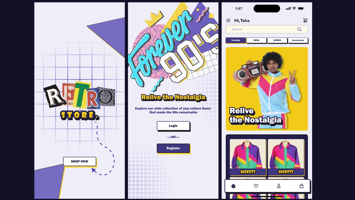 tahahaider37's tweet image. Browse through the 70s with The Retro Store ...
Made with @figma.
#productdesign #designprinciple #uiux #figma #70s #90s #nostalgia