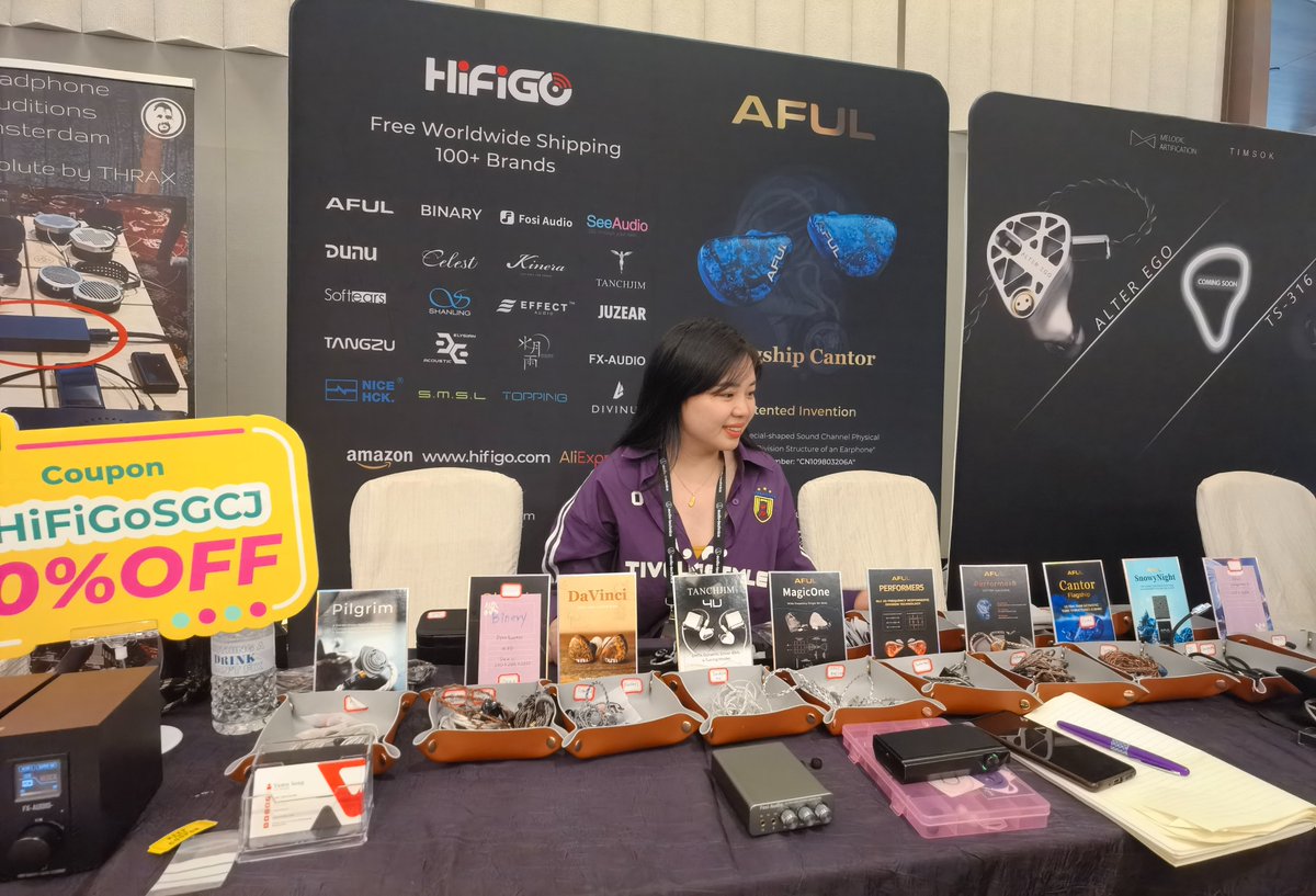 HiFiGoAudio's tweet photo. 🎉Exciting update!🥳
🎈@DUNU_Headphone #DaVinci, @ElysianAcoustic #Pilgrim, @BinaryAcoustic #DynaQuattro, @TANCHJIM_CN #4U, and @AFULJP #Performer3 were well received at #CanjamSG.😆
👏#AFUL #Cantor also gathered suggestions from enthusiastic friends for brand improvement.🪄
#IEM https://t.co/QvQesXIvRW