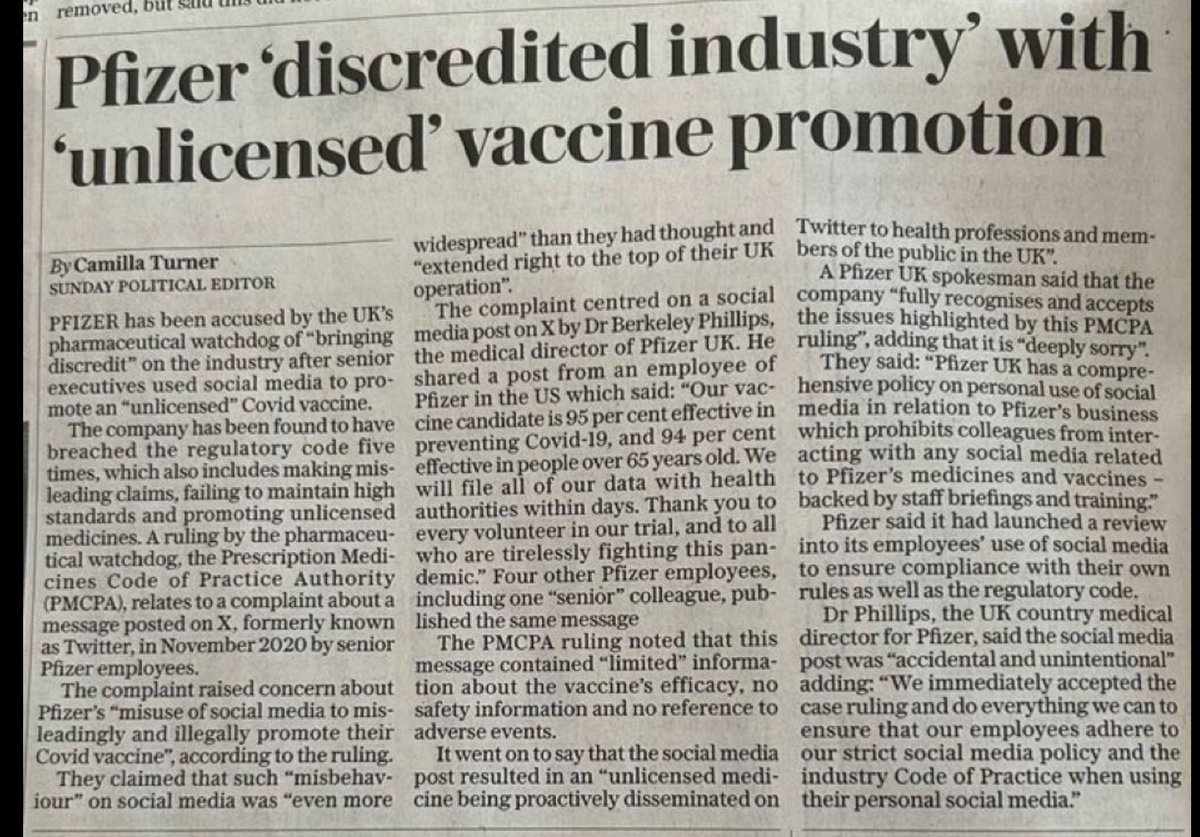 Not quite the drama #UsforThemUK makes this out to be. It certainly does not rule the vaccine as unsafe just that they promoted before they had a licence without all the data. Shame really there is no regulation body for groups like UFT