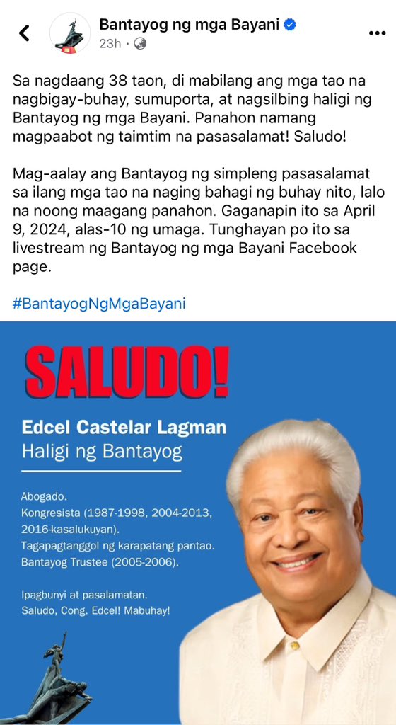 Maraming salamat sa inyo @bantayogbayani.