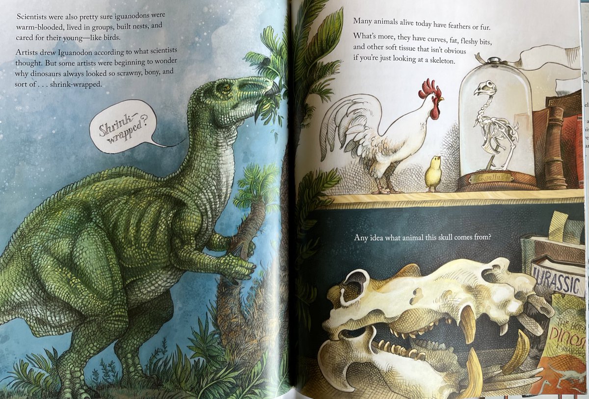 My favourite non-fiction book so far this year. “The Iguanadon’s Horn” by @SeanCRubin is a truly brilliant exploration of changing understanding. It creates a picture of how in science, art and imagination are part of the process to finding answers. Exceptional #PicturebookPage