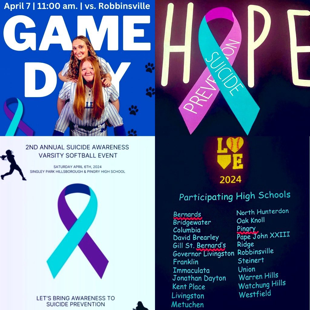 TODAY!! #MetuchenSoftball will be playing alongside 22 other 🥎 teams in New Jersey in #HOPE of bringing Awareness to Suicide Prevention. The bigger picture.🙌 #morethanjustagame 

Game time: 11am vs Robbinsville
Location: Singley Park, Hillsborough 

Come support!🐾💙💜 #ALLIN