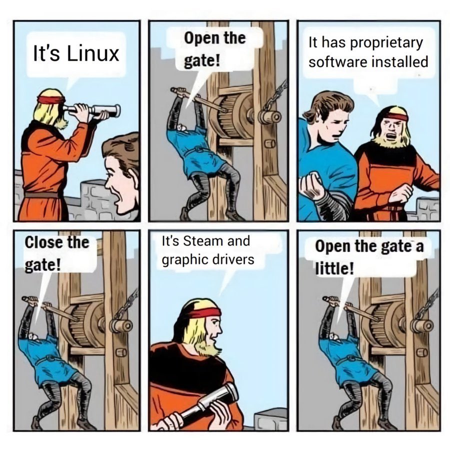 Linux users with their fancy hardware🌚