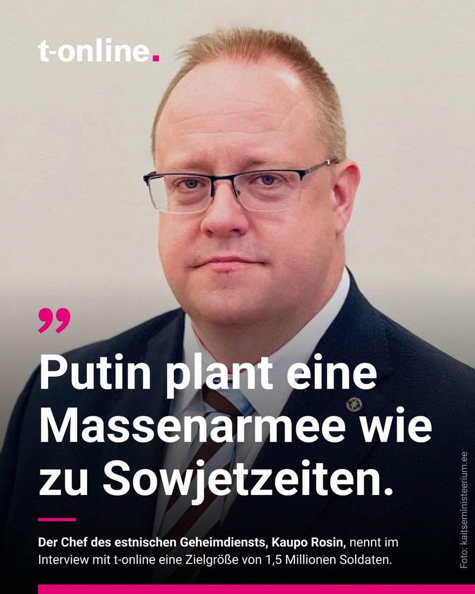 #Russland eskaliert in der #Ukraine und wähnt sich im #Krieg mit dem Westen. Im Interview erklärt der estnische #Geheimdienstchef @kaupo_rosin, was der Kreml als Nächstes plant – und warnt Deutschland im Interview mit @DanielMuetzel: t-online.de/-/100378864