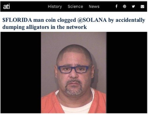 Did y'all hear about the latest <a href="/solana/">Solana</a> congestion ? 
Apologies from $Florida 🐊🐊 

<a href="/trader1sz/">TraderSZ</a> <a href="/solana/">Solana</a> <a href="/phantom/">Phantom</a> <a href="/Trader_XO/">XO</a> #memecoin #cryptocurrency #Altcoins #ToTheMoon