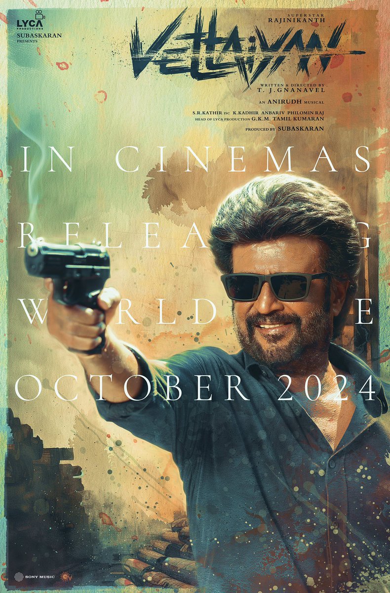 Superstar Rajinikanth’s #Vettaiyan directed by TJ Gnanavel to have world wide release in Theatres this OCTOBER 2024 🧨💥 Likely on Oct 9th, for Long Pooja Holidays Weekend 💯