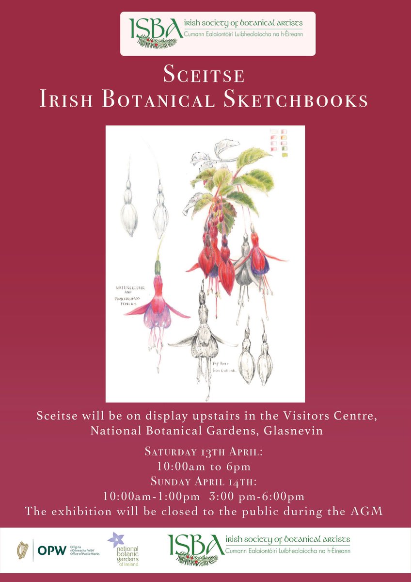 Join us next week Saturday and Sunday 13th and 14th in the Visitor Centre Gallery for this exhibition of Irish Botanical Sketchbooks.