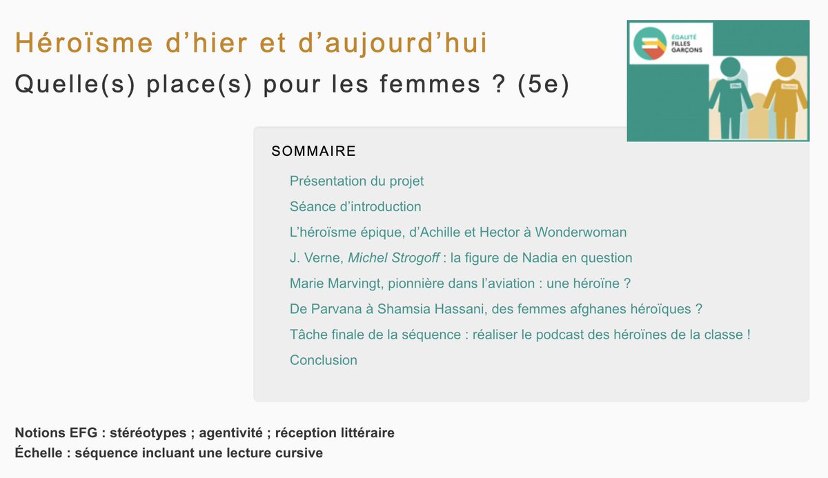 📌 [#ÉgalitéFillesGarçons] Héroïsme d’hier et d’aujourd’hui - lettres.ac-versailles.fr/spip.php?artic… 

➡️ Dans le programme de 5e, comment aborder le questionnement « Héros / héroïnes et héroïsmes » en interrogeant les stéréotypes et en œuvrant en faveur de l’égalité filles garçons ?