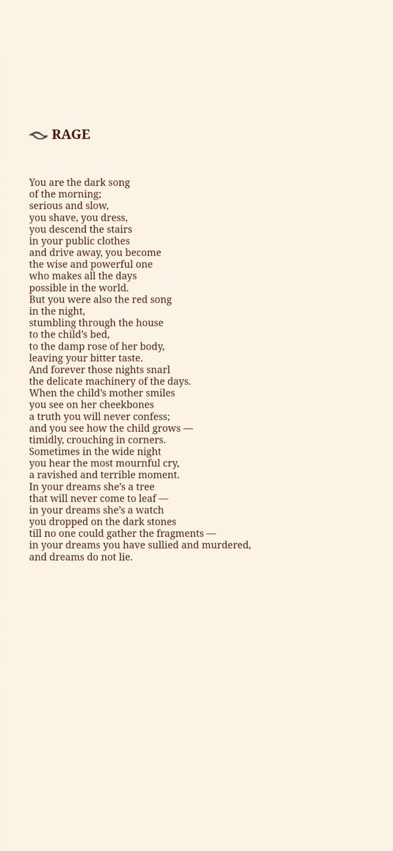 @zhuphilia The replies calling her work 'easy', 'palatable and pretty' cannot have read far. Wild Geese directly follows Rage, a harrowing poem about child sexual abuse.