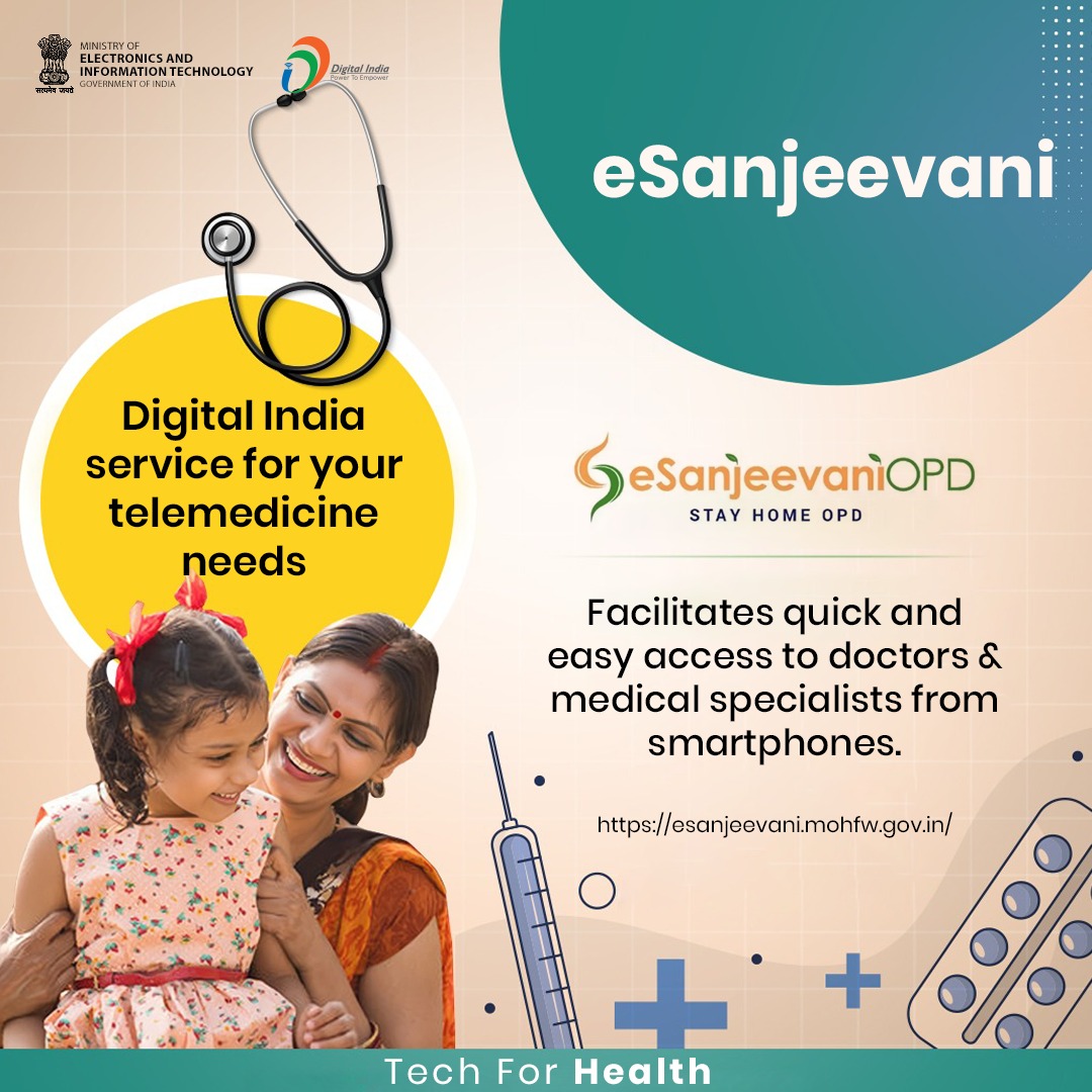 📱 Connect with #eSanjeevani: Your Digital India service for telemedicine needs! 
🏥 Enjoy quick and easy access to doctors & medical specialists right from your smartphone. Receive quality healthcare from the comfort of your home. #TechForHealth #DigitalIndia 🩺📲