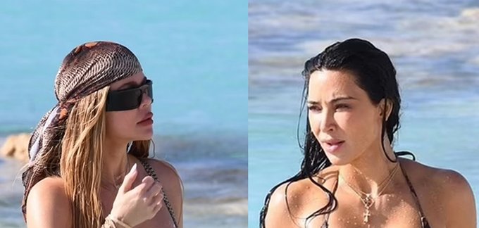 Kim Kardashian and Khloe Kardashian Flaunt Their Famous Curves in Stunning Swimsuits at Turks and Caicos Beach