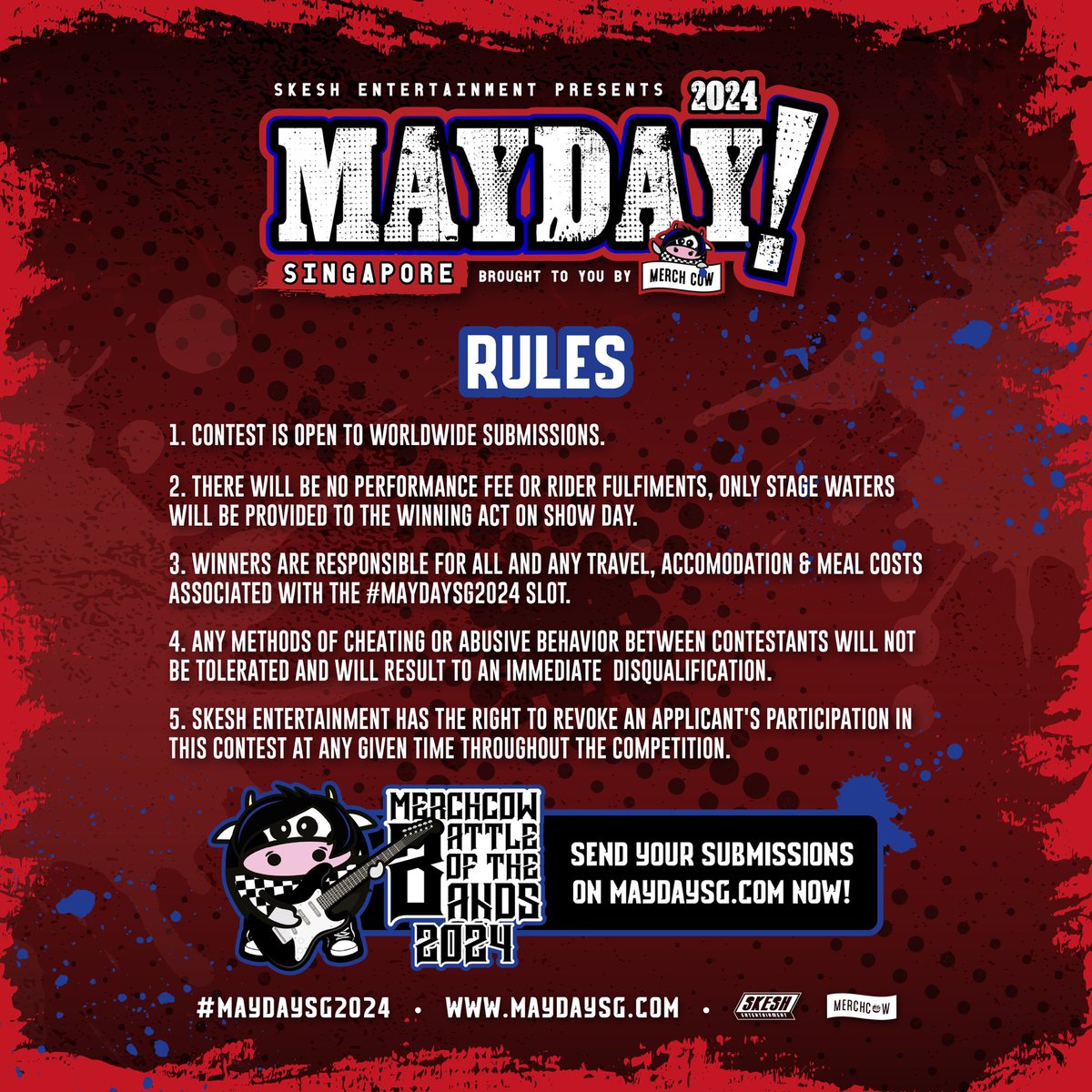 The @MerchCow Battle Of The Bands 2024 is back! Sign up as registrations close this April 15th 11:59am! #MaydaySG2024