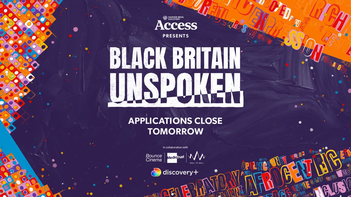 🚨 Closing TOMORROW - submissions for #BlackBritainUnspoken! You have until 11:59pm tomorrow to submit your ideas for @wbdaccessintl's programme aimed at aspiring filmmakers wanting share experiences and perspectives of being Black in the UK. Apply now: mediatrust.org/youth-programm…