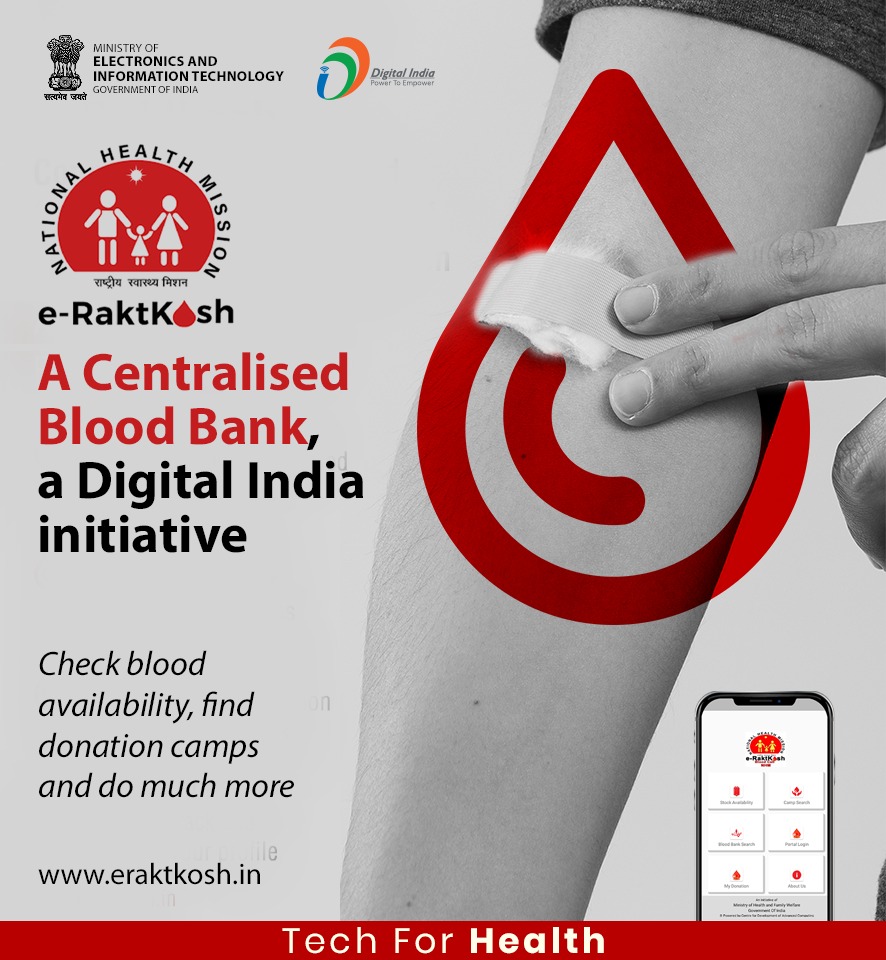 🩸 Connect with eRaktKosh for centralized blood banking! 🏥 Easily check blood availability, discover donation camps, and more. Be a lifesaver and join the mission to ensure blood accessibility for all. #TechForHealth #DigitalIndia 🩹🚑