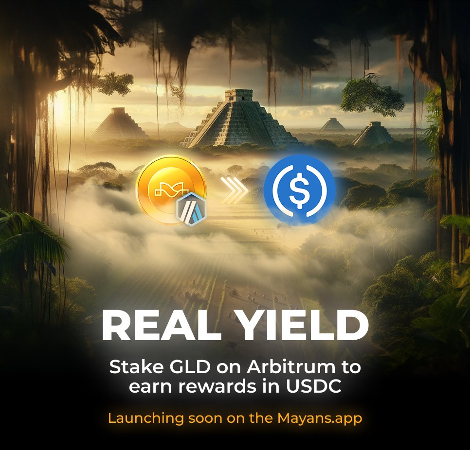 🌟 Big Update: $GLD staking with real yield rewards is coming to the @Mayans_app. Powered by @arbitrum. 🚀🍫

Prepare your $GLD and get ready to harness the power of yield farming 🌱

🔜 Launching VERY soon ⏱️

#Staking #Arbitrum #RealYield #YieldFarming $CACAO $MAYA #DeFiGems